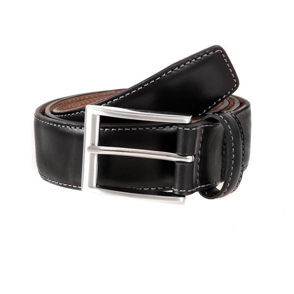 Men's Full-Grain Leather Belt with Contrast Stitching