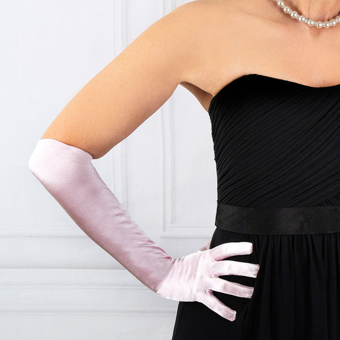 handschuhe abend Lange Satin-Abendhandschuhe für Damen